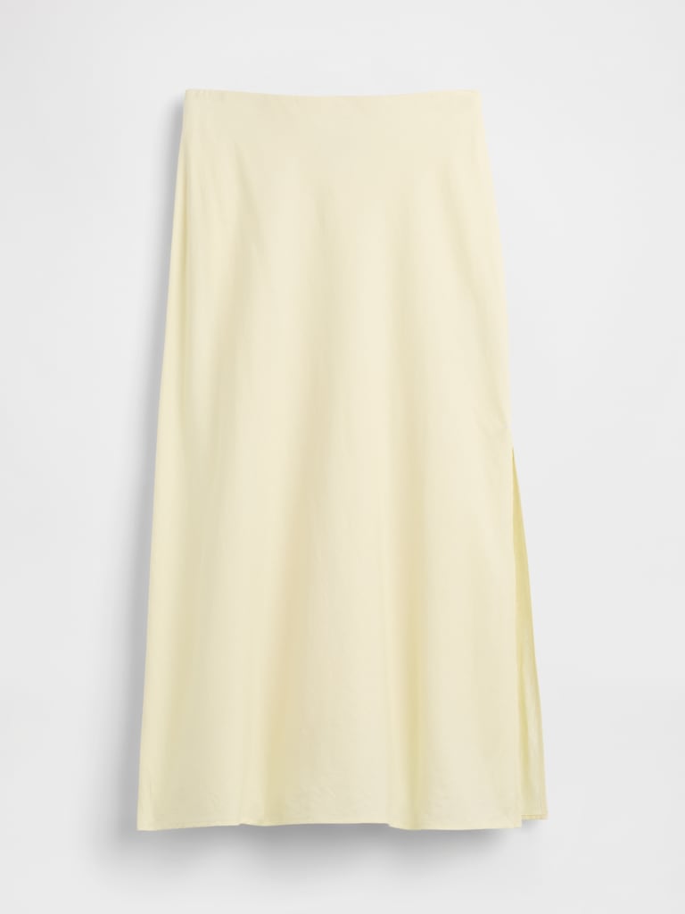 Linen-Blend Maxi Slip Skirt