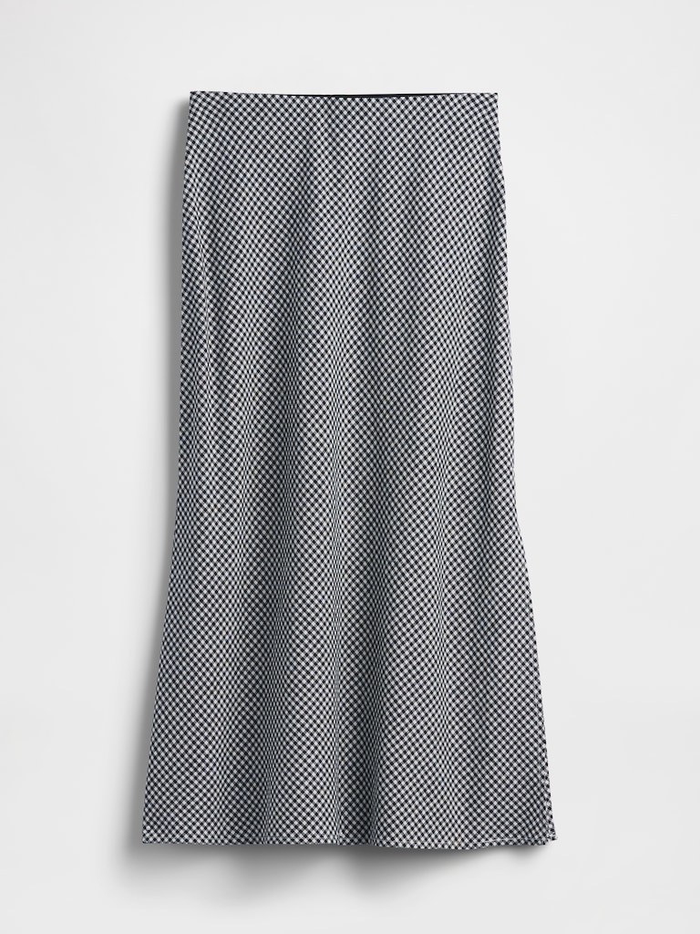 Linen-Blend Maxi Slip Skirt