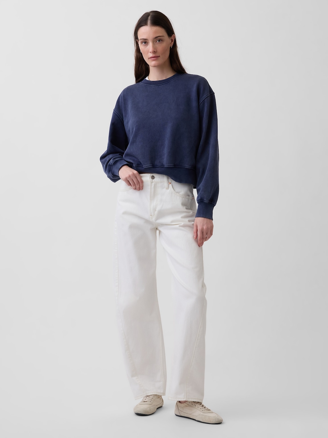 VintageSoft Oversized Split-Hem Sweatshirt