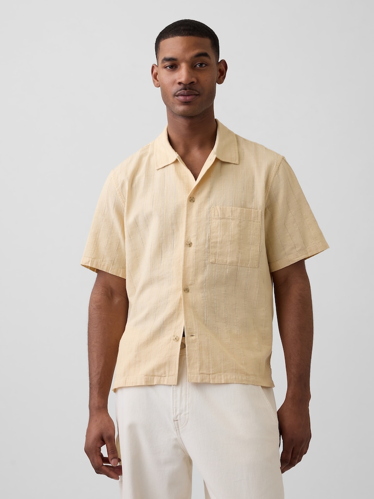 Dobby Relaxed Straight-Hem Shirt