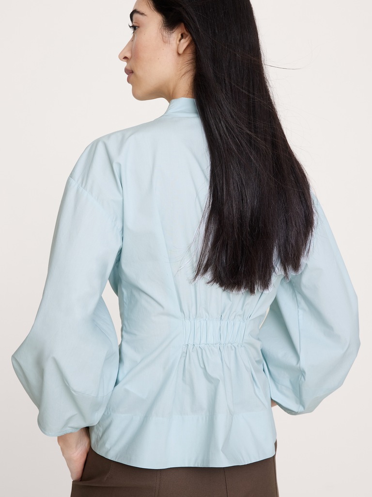 Cotton Poplin Cinched-Waist Shirt