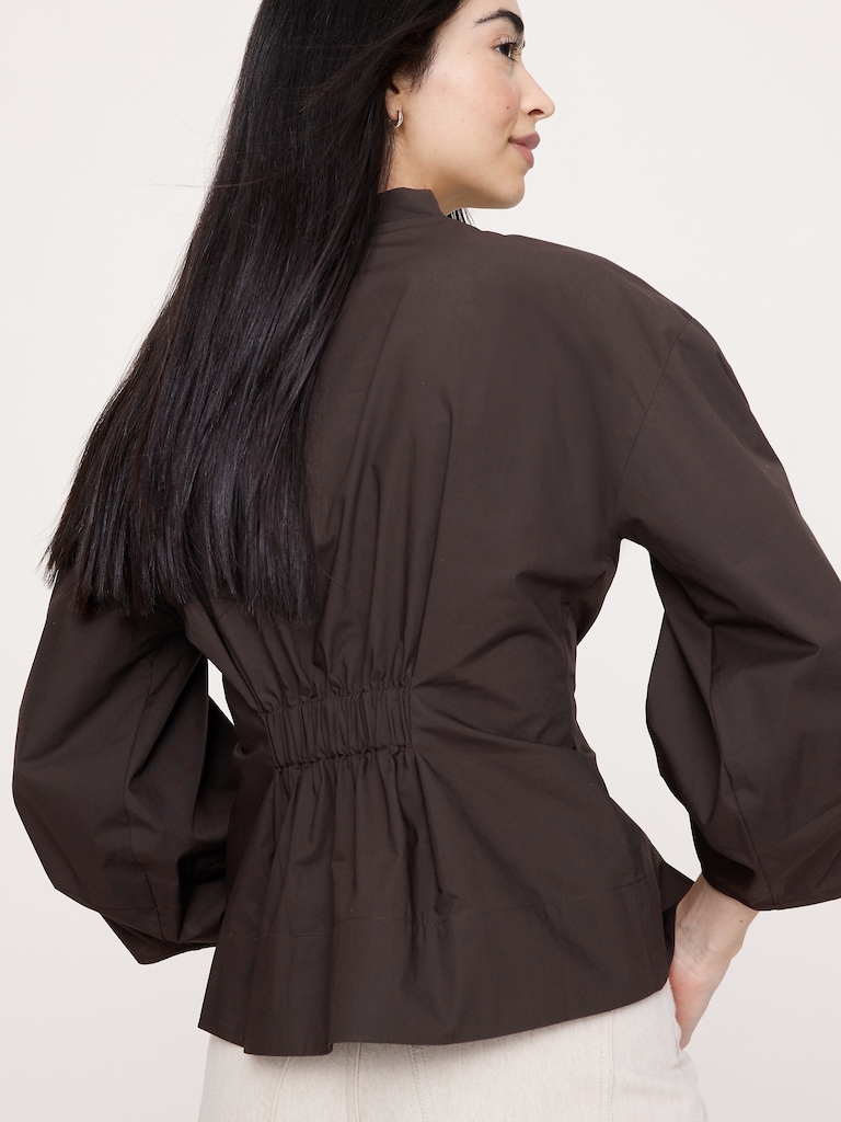 Cotton Poplin Cinched-Waist Shirt