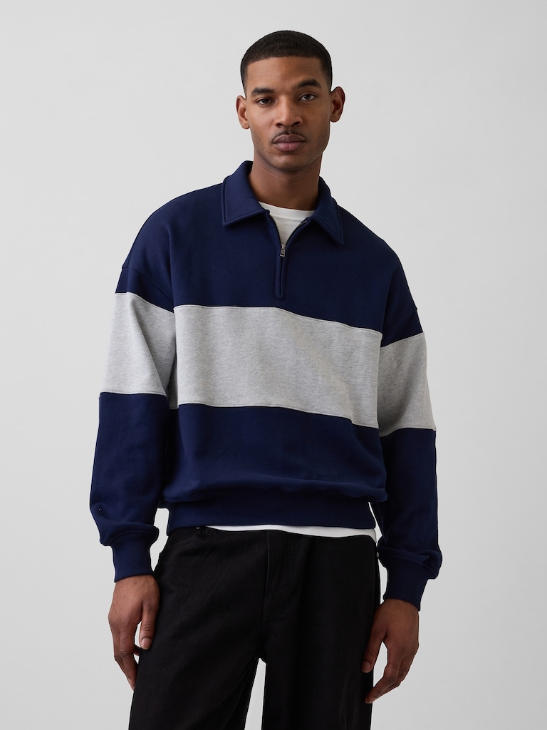Adult Heavyweight Oversized Quarter-Zip Polo Sweatshirt