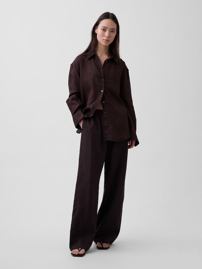 Linen-Blend Relaxed Wide-Leg Pants