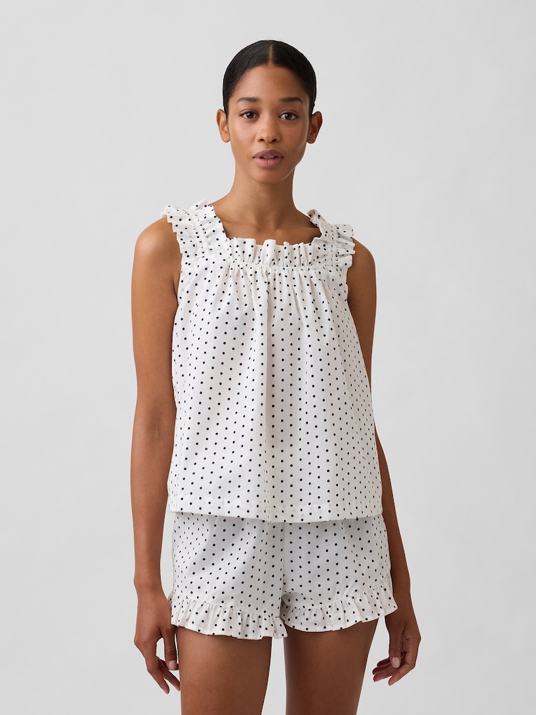Ruffle Poplin PJ Top