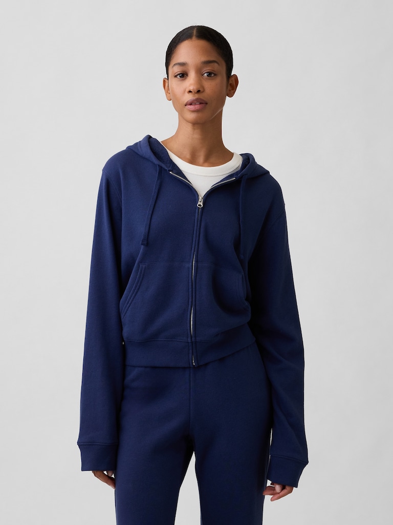 French Terry Cropped Zip Hoodie