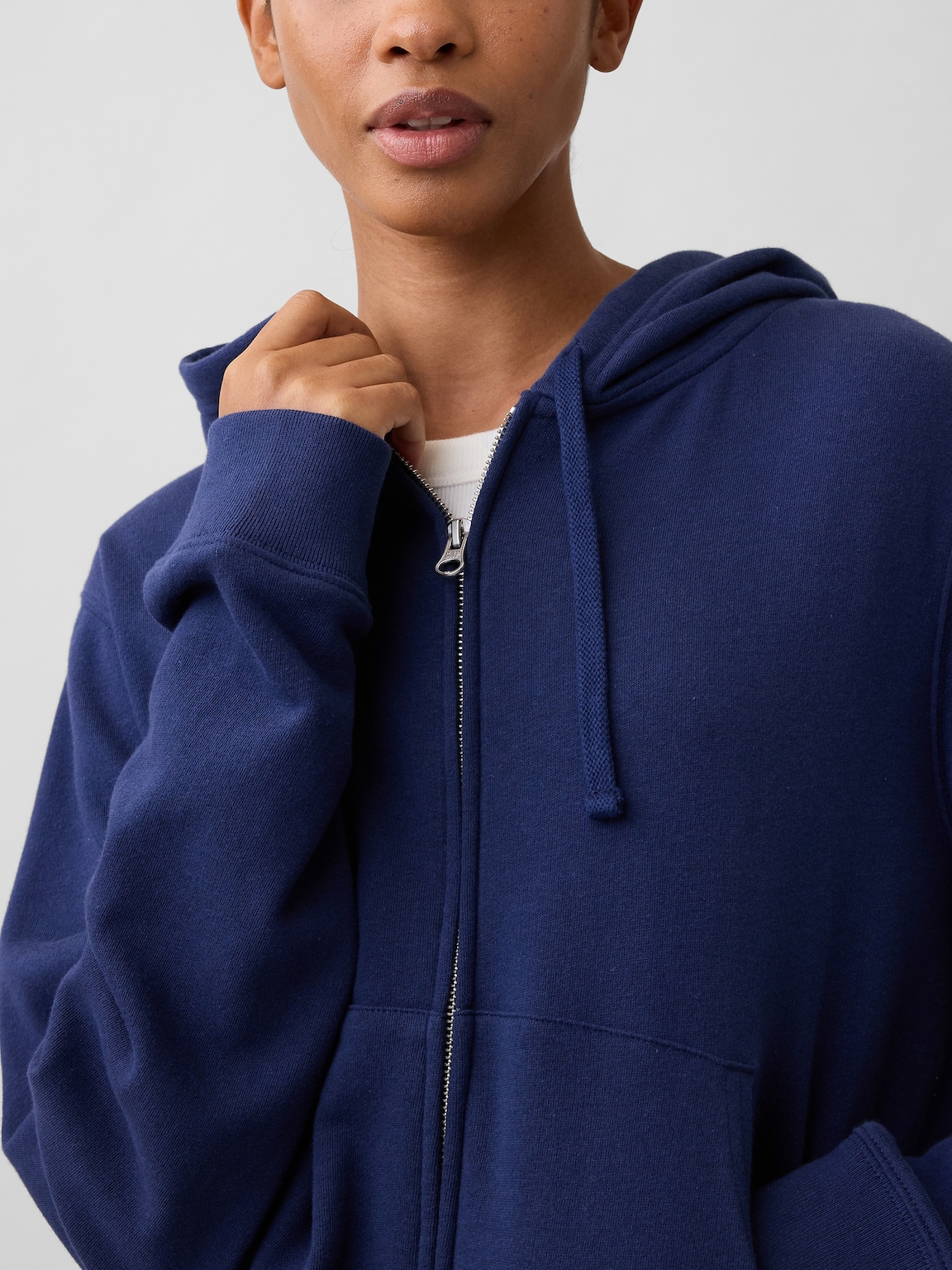 French Terry Cropped Zip Hoodie