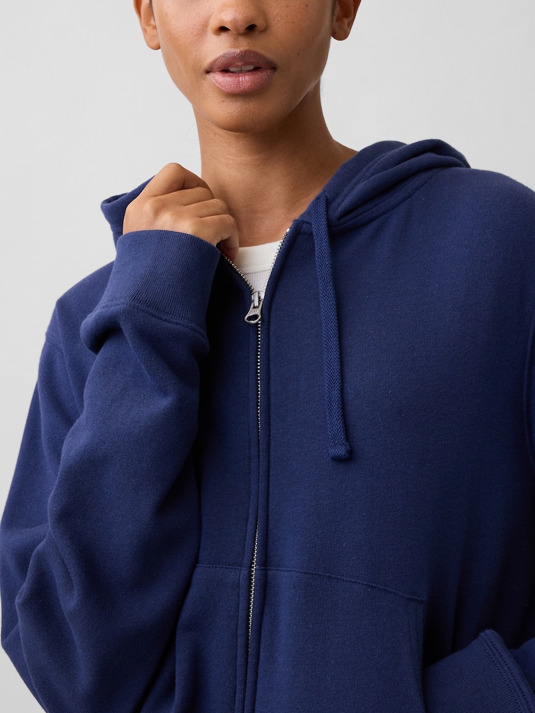 French Terry Cropped Zip Hoodie