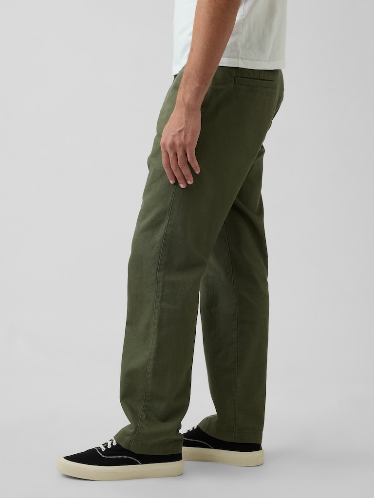 Linen-Cotton Relaxed Straight Pants
