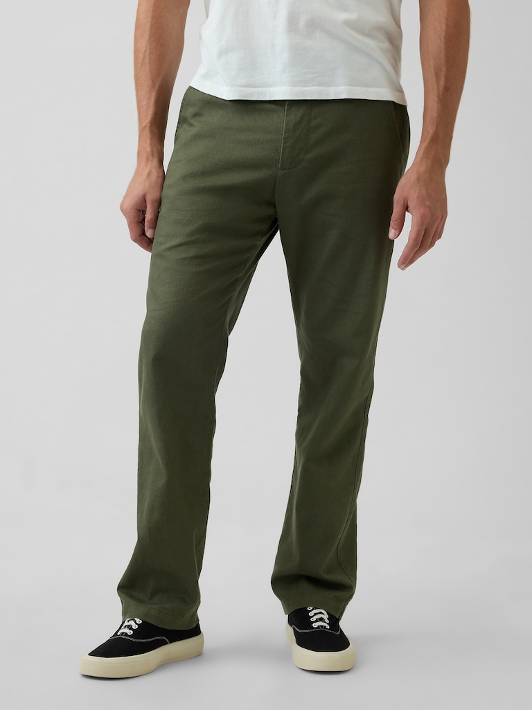 Linen-Cotton Relaxed Straight Pants