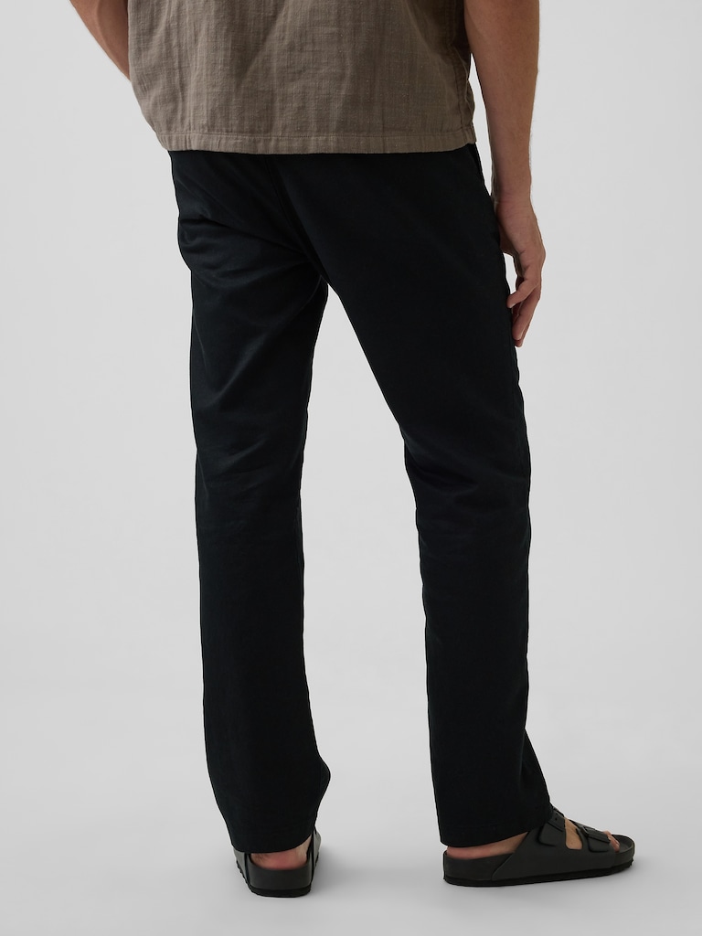 Linen-Cotton Relaxed Straight Pants