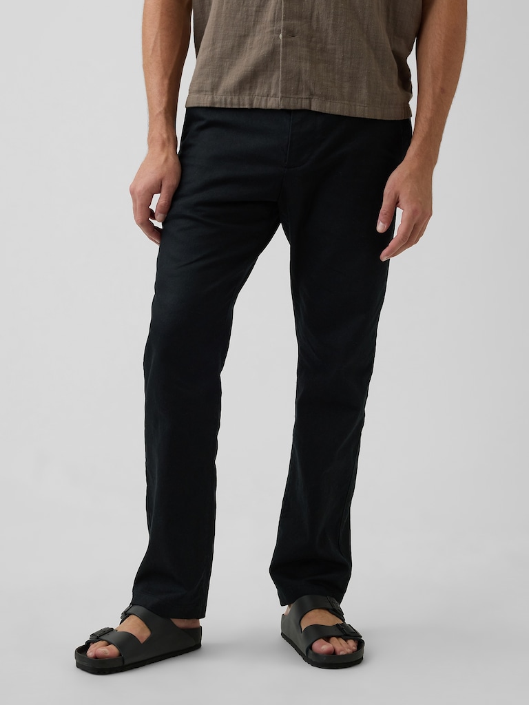 Linen-Cotton Relaxed Straight Pants