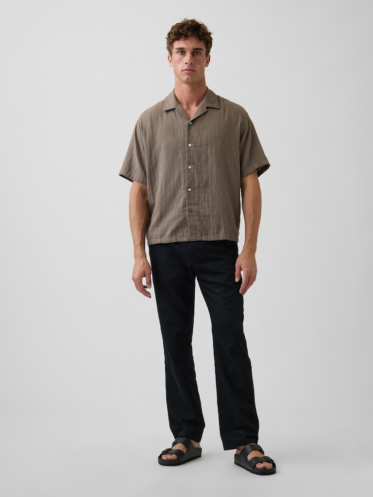 Linen-Cotton Relaxed Straight Pants