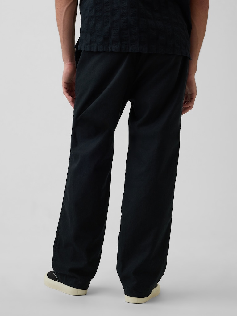 Linen-Cotton Relaxed Taper Pants
