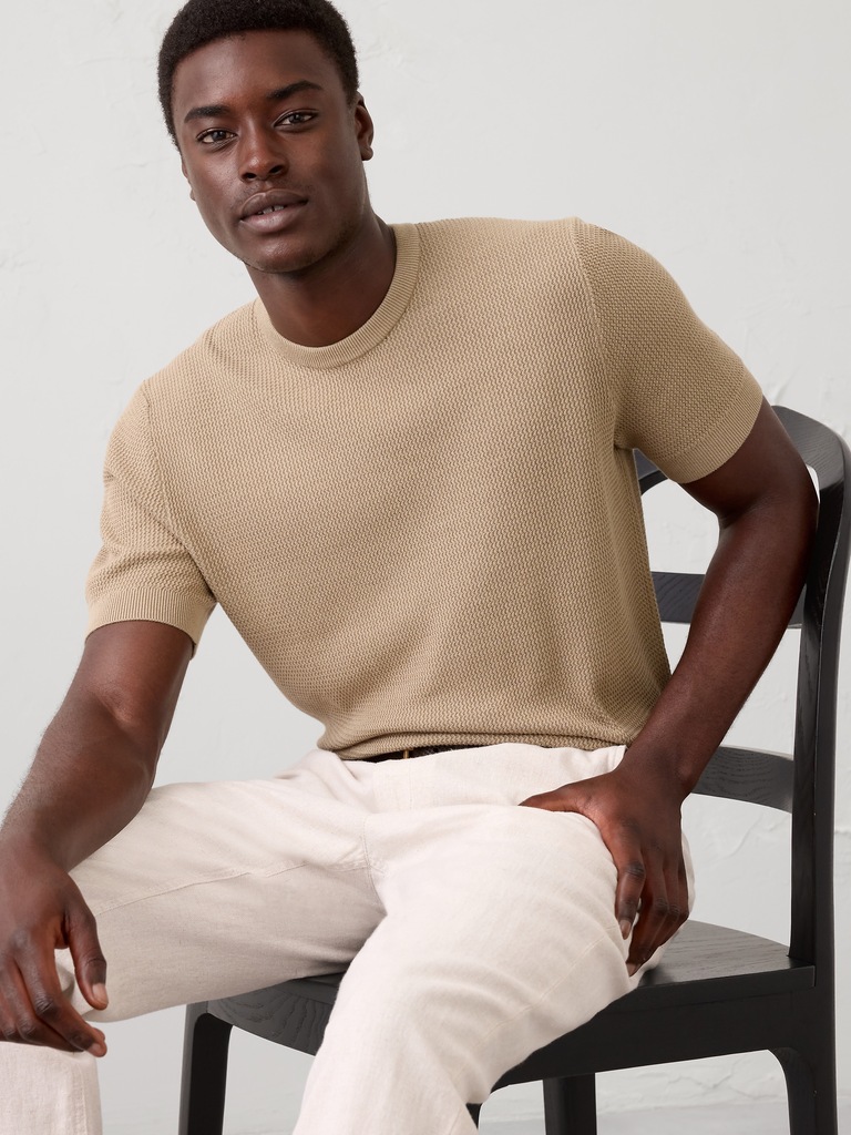 Slim-Fit Textured Sweater T-Shirt