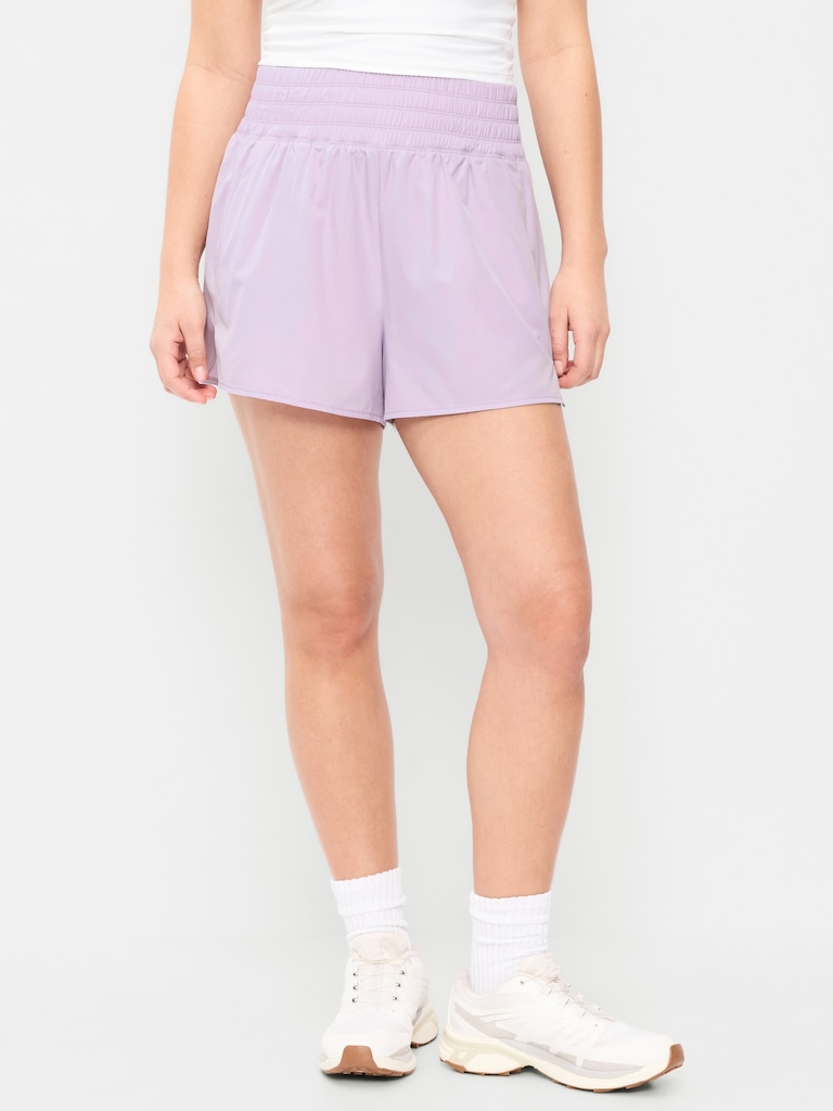 Extra High-Waisted Crinkle Run Shorts -- 3-inch inseam