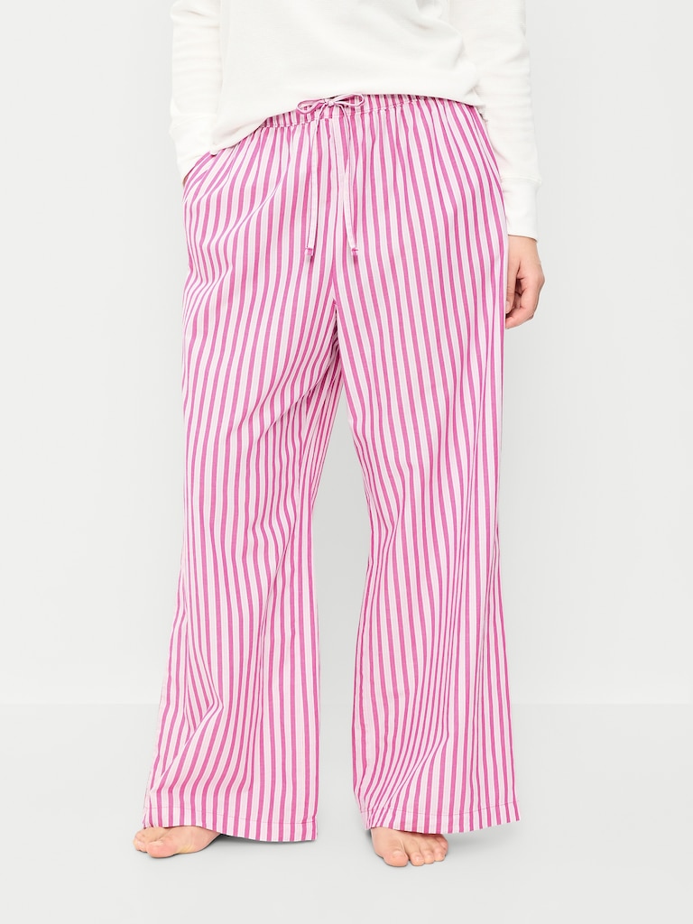 Poplin Wide-Leg Pajama Pants