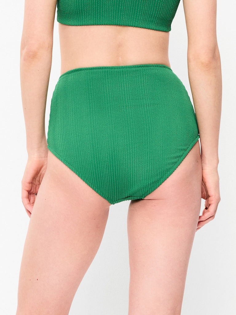 High-Waisted Ribbed Bikini Swim Bottoms