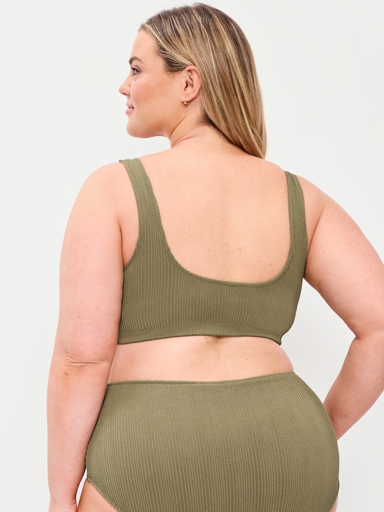 Ribbed Scoop-Neck Swim Top