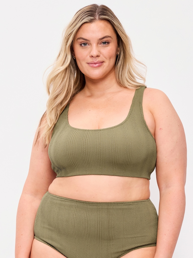 Ribbed Scoop-Neck Swim Top