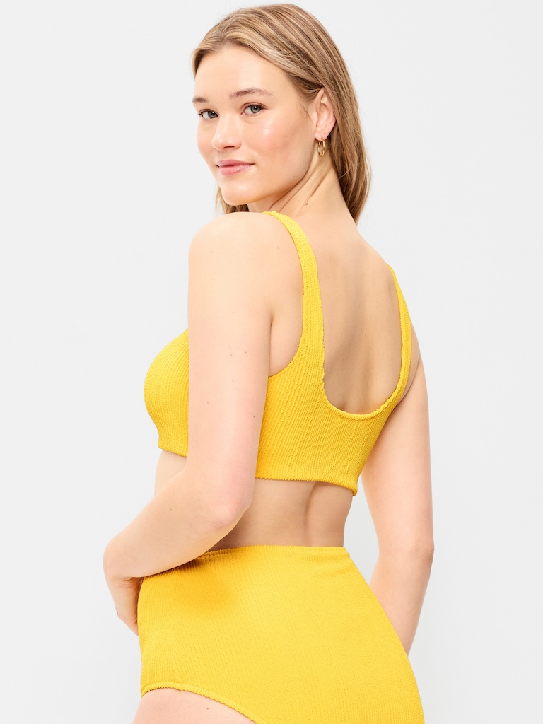 Ribbed Scoop-Neck Swim Top
