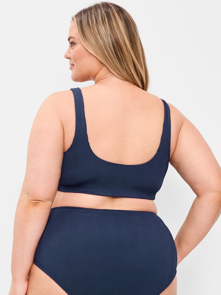 Ribbed Scoop-Neck Swim Top