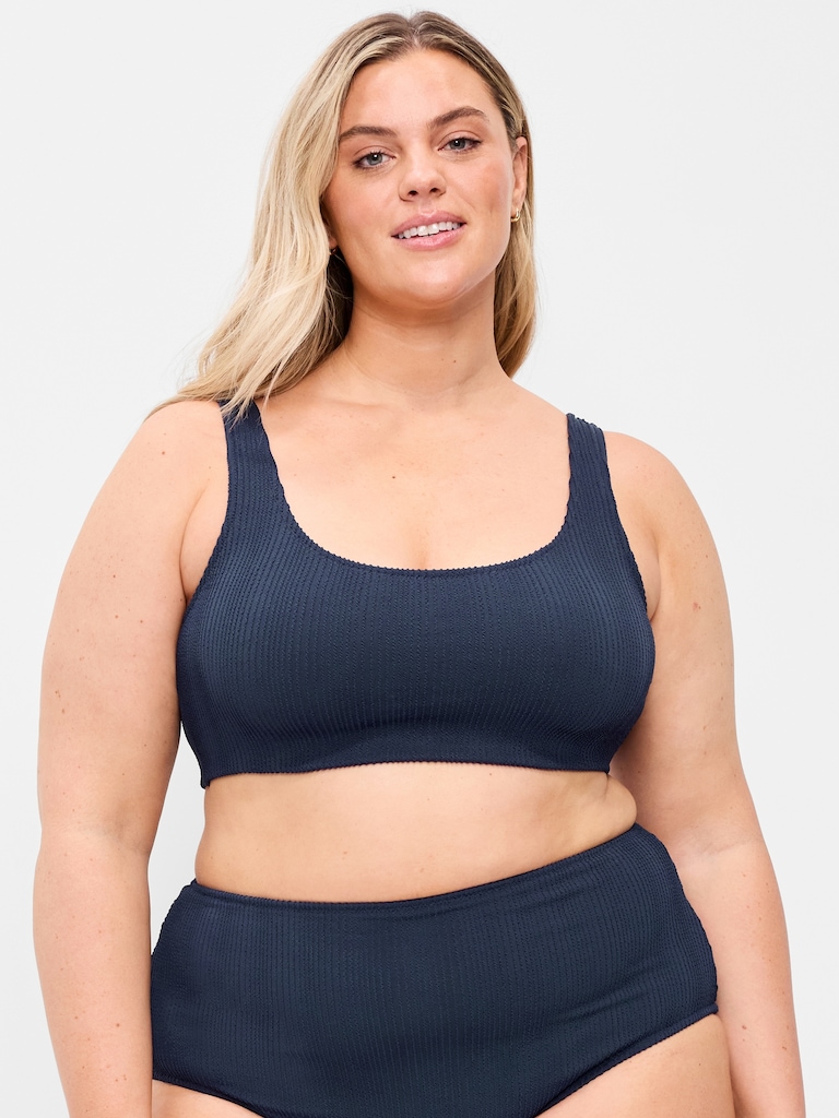 Ribbed Scoop-Neck Swim Top