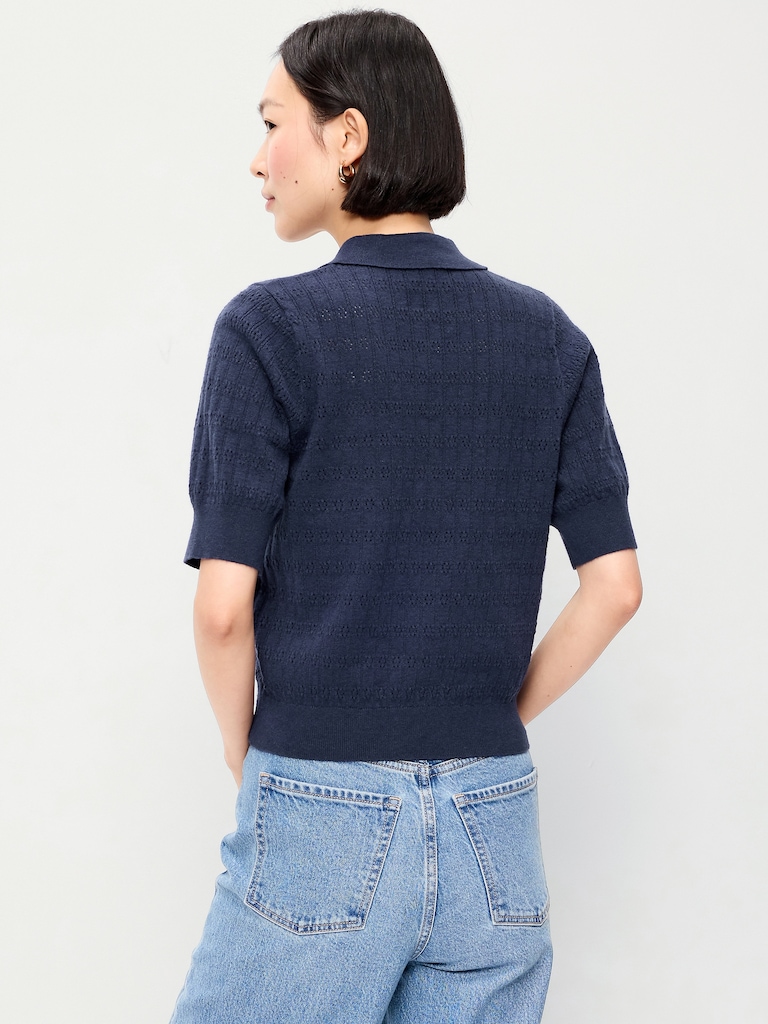 SoSoft Lite Short-Sleeve Pointelle Cropped Polo