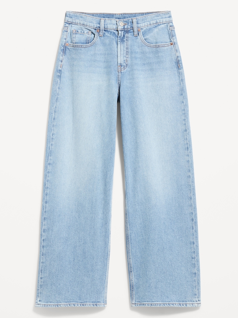 High-Waisted Baggy Wide-Leg Stretch Jeans