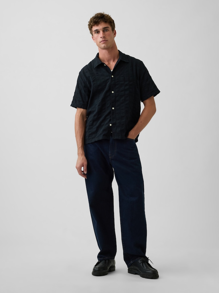 Dobby Relaxed Straight-Hem Shirt