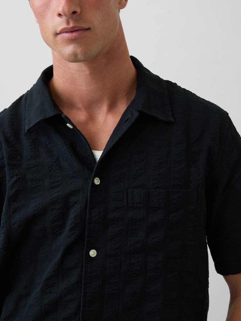 Dobby Relaxed Straight-Hem Shirt