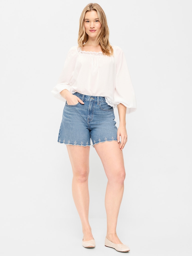 High-Waisted Baggy Jean Shorts -- 5-inch inseam