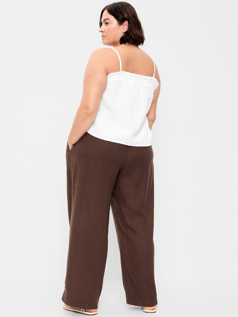High-Waisted Linen-Blend Wide-Leg Pants