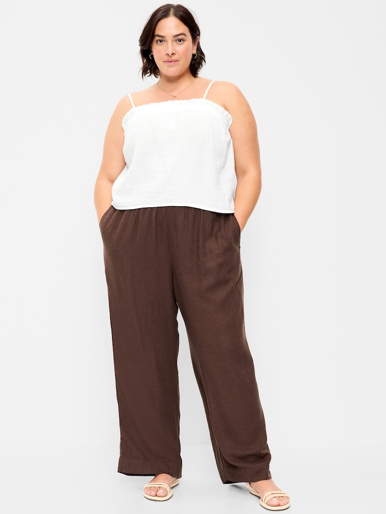 High-Waisted Linen-Blend Wide-Leg Pants