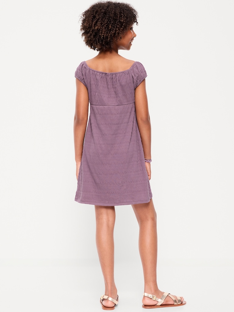 Smocked Jersey Henley Dress for Girls