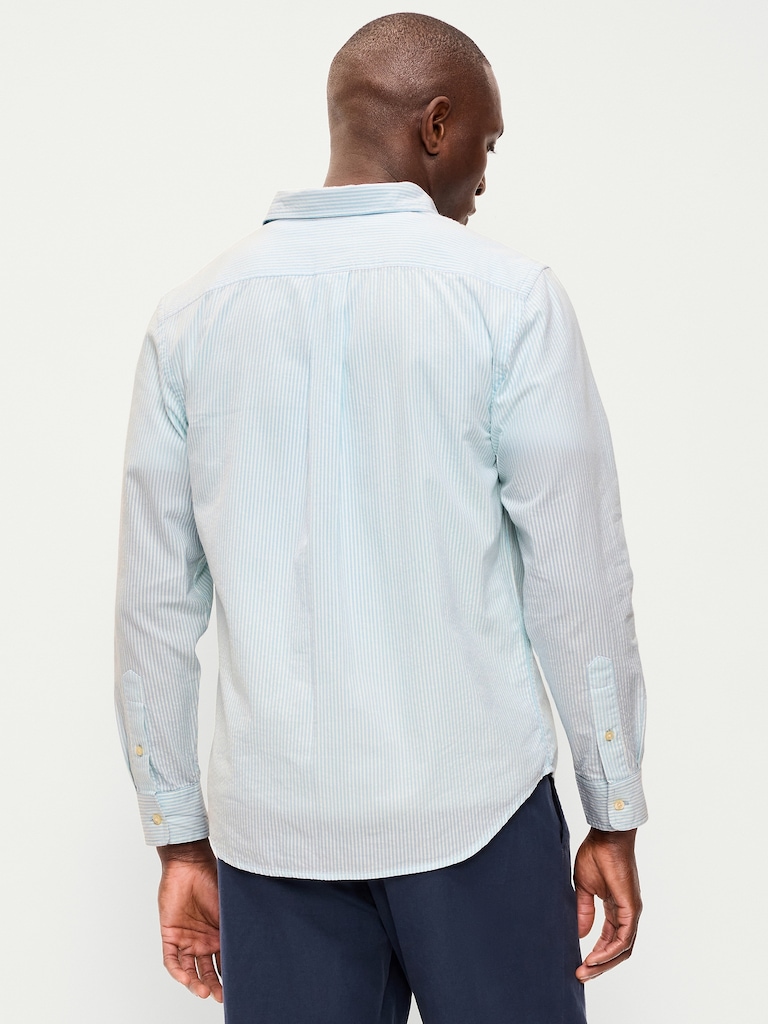 Chemise décontractée rayée à manches longues avec poche