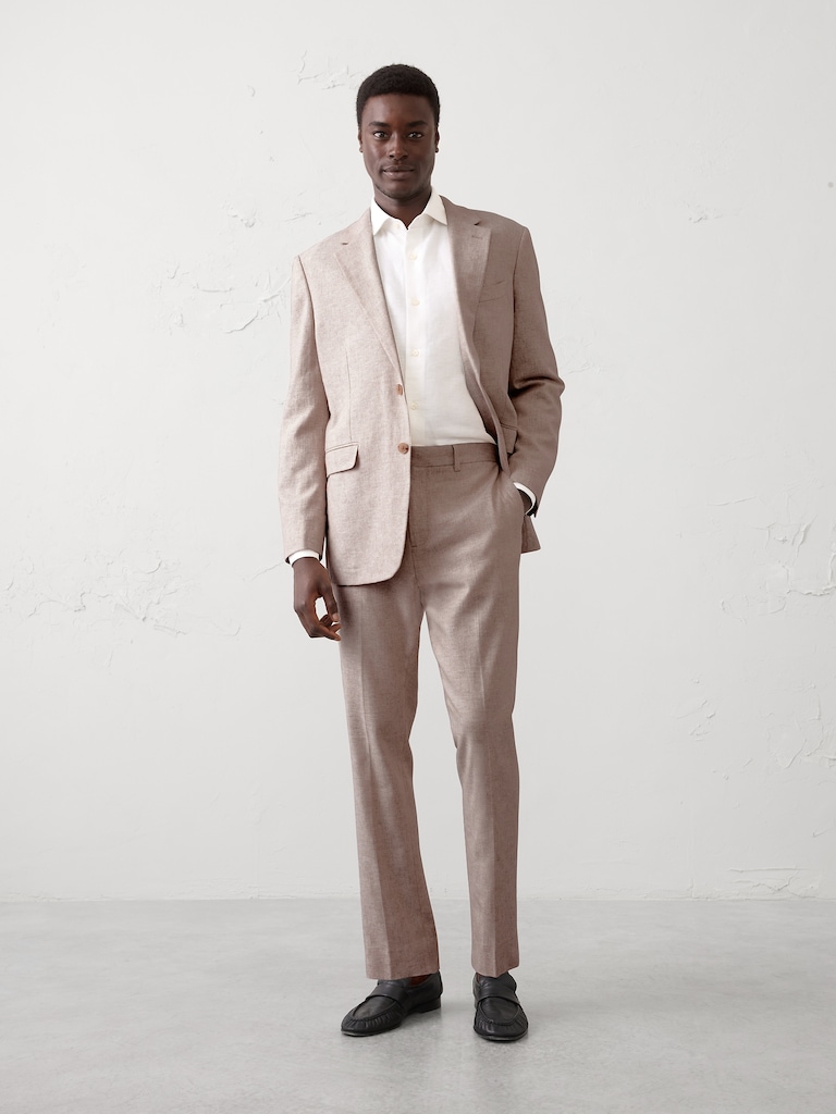 Tailored-Fit Linen-Blend Suit Jacket