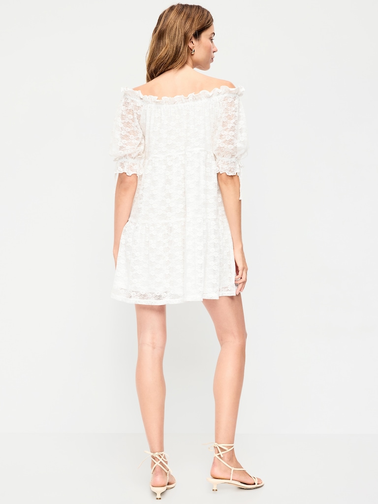 Off-The-Shoulder Lace Mini Dress