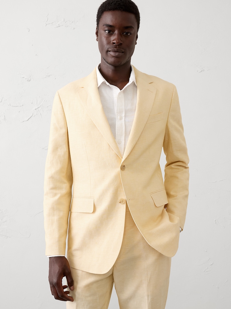 Tailored-Fit Linen-Blend Suit Jacket