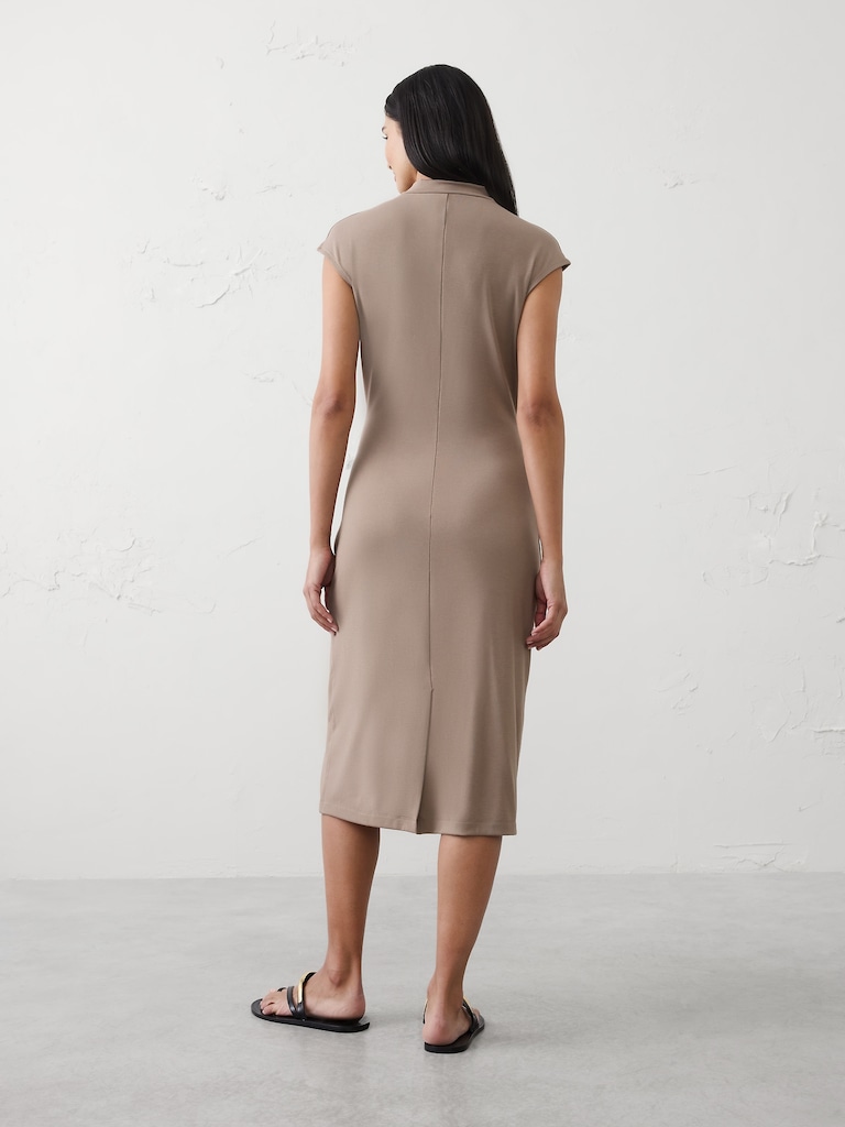 Mock-Neck Midi Dress