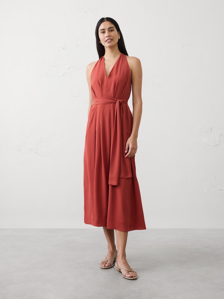 Tie-Waist Midi Dress