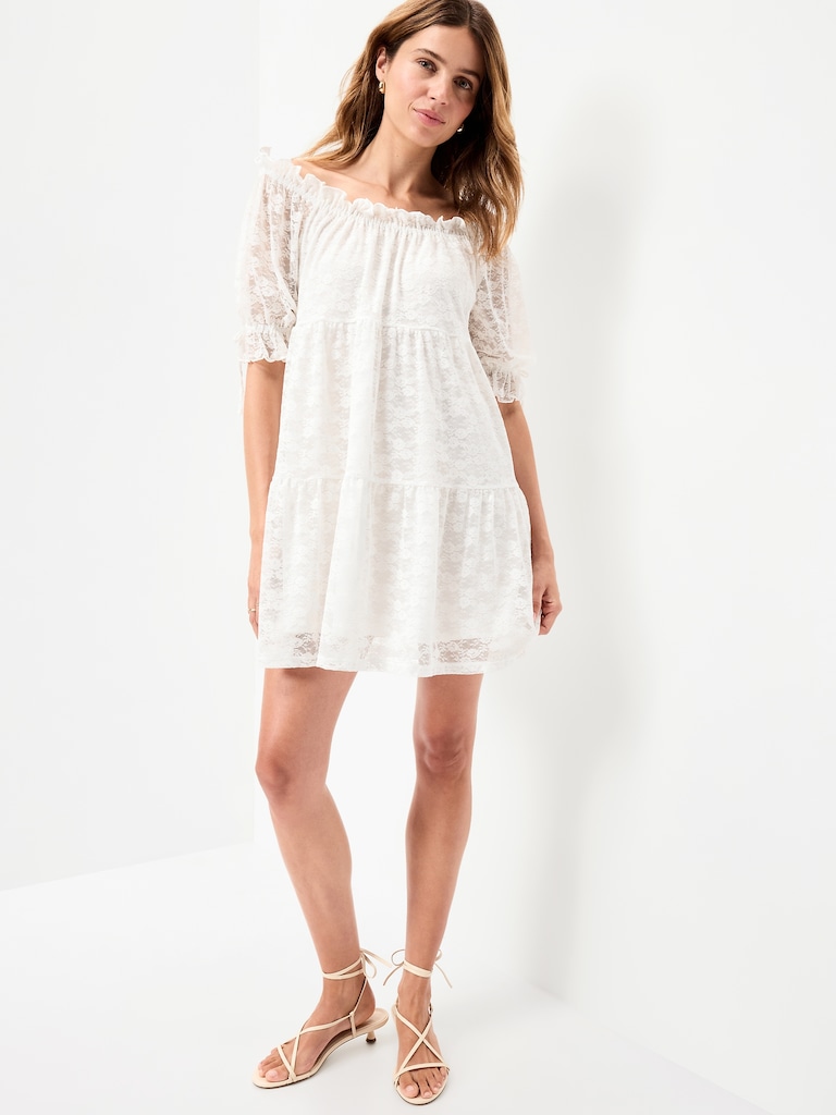 Off-The-Shoulder Lace Mini Dress