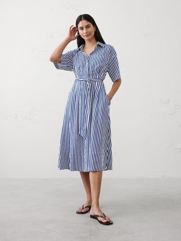 Pleated Midi Shirtdress