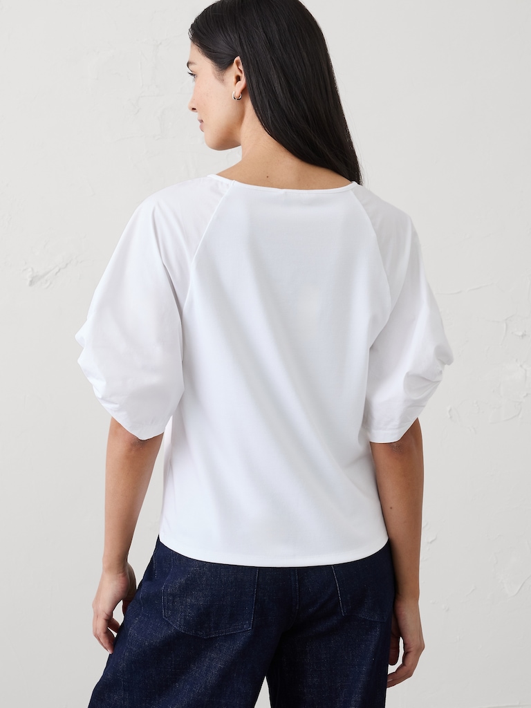 Mixed Media Volume-Sleeve Top