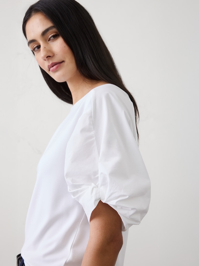 Mixed Media Volume-Sleeve Top