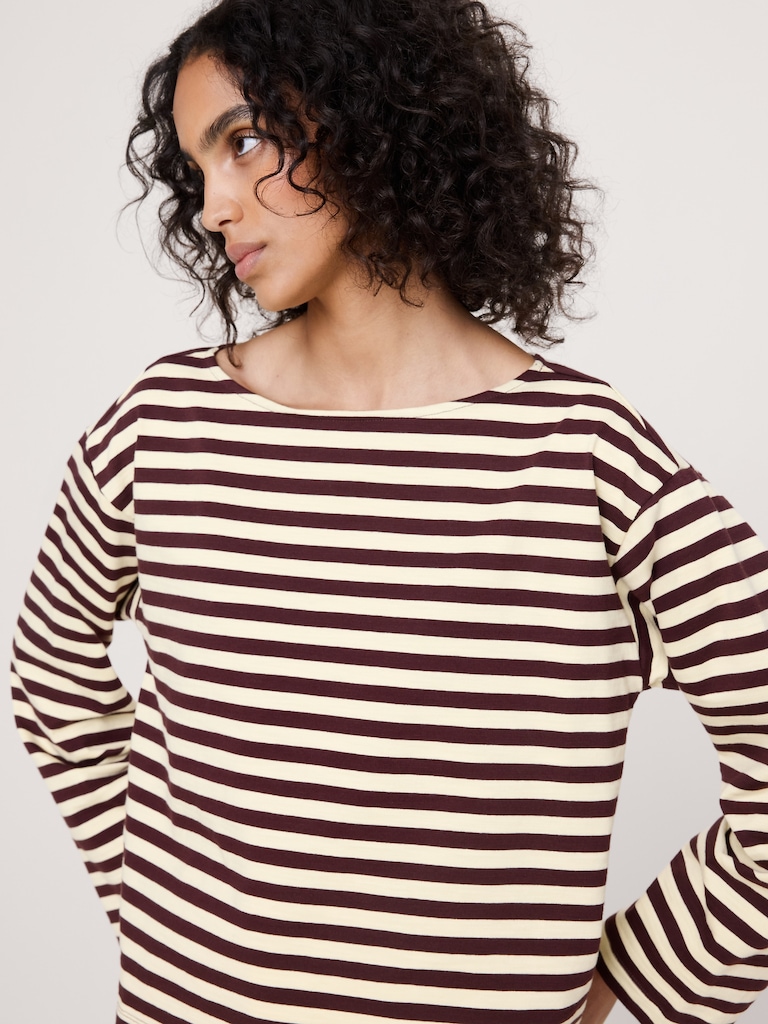 Relaxed Cotton Boat-Neck Top