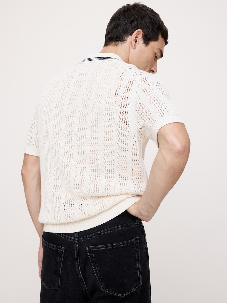 Cotton Zig-Zag Sweater Polo