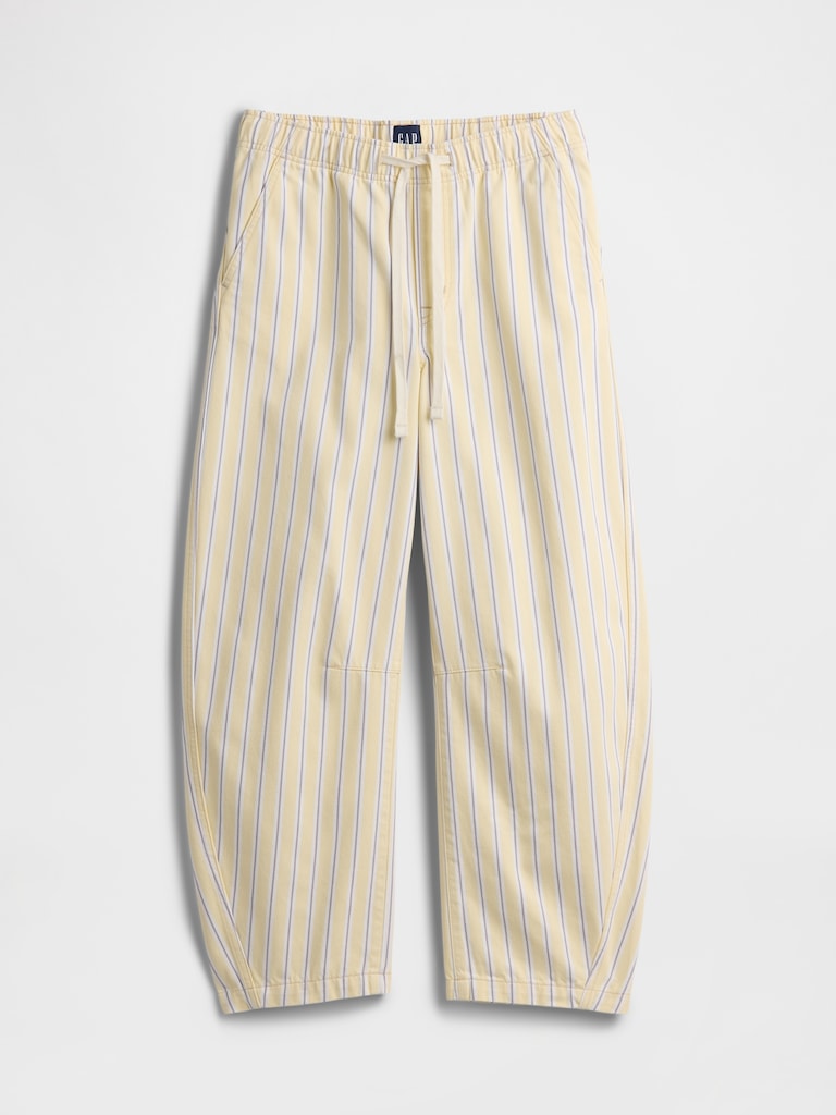 Mid Rise Stripe Pull-On Barrel Jeans