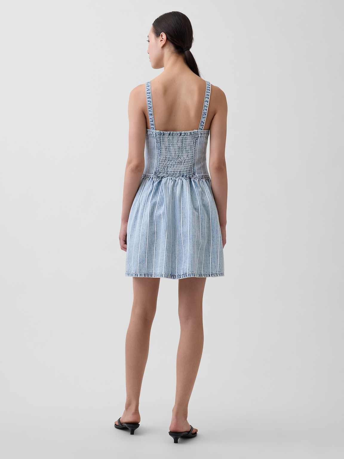 UltraSoft Denim Stripe Drop-Waist Mini Dress