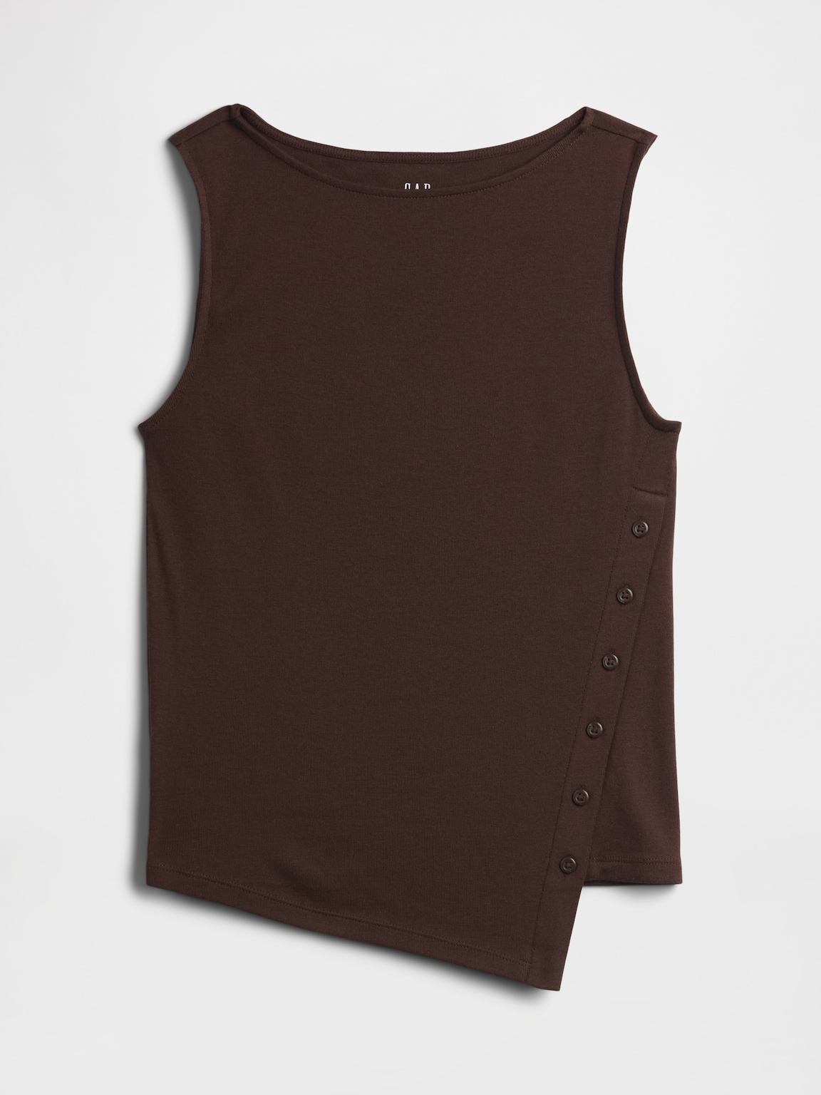 Modern Ribbed Asymmetrical Button-Side Top